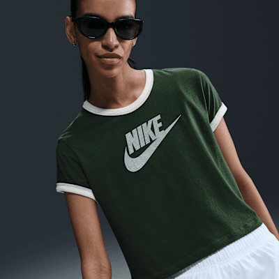 売れ筋商品|||ナイキ Tシャツ レディース トップス RINGER TEE RUN - Print T-shirt - black/white Nike Sportswear Women's Short-Sleeve Ringer T-Shirt. Nike JP